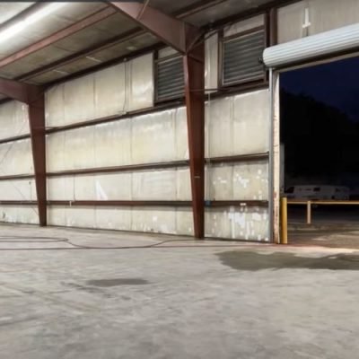 clean warehouse with door
